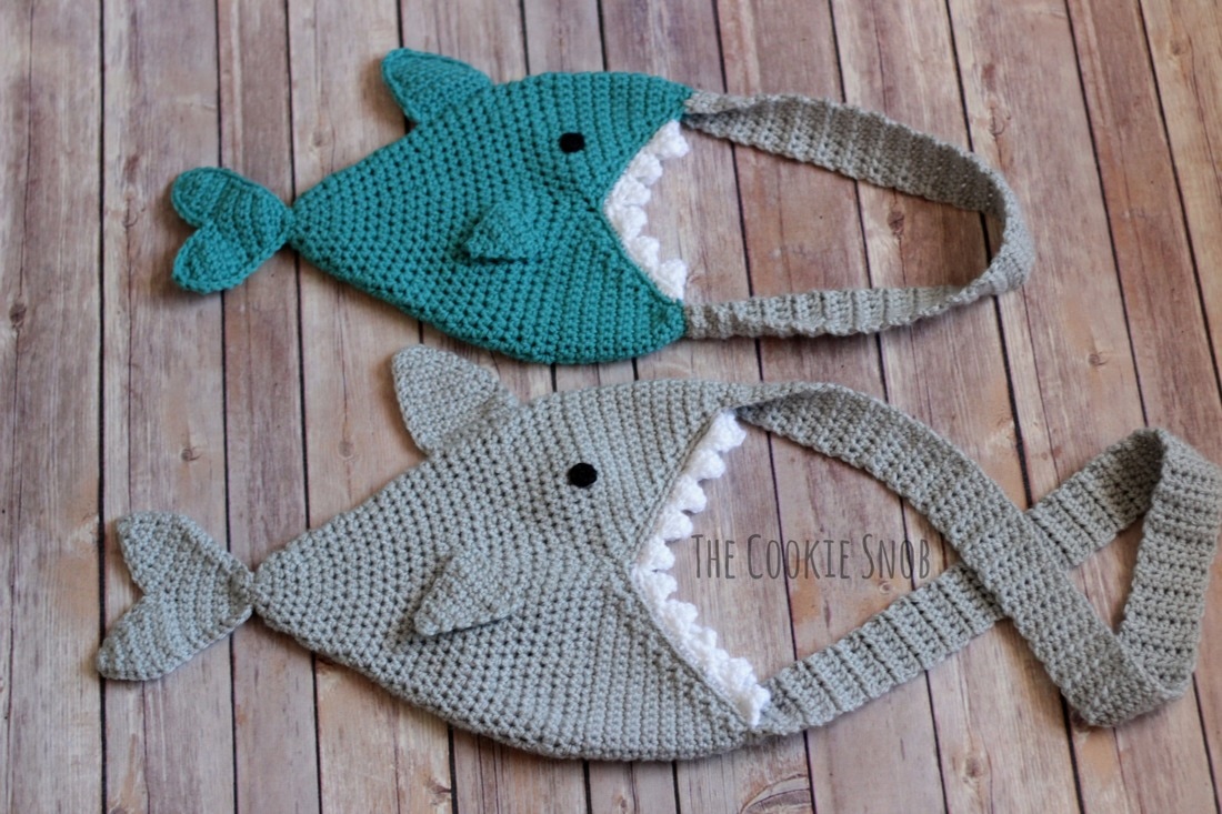 Shark shaped crochet bag